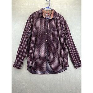 Tommy Hilfiger L Vintage 90’s Paisley Button Up Blue Corduroy Shirt Long Sleeve